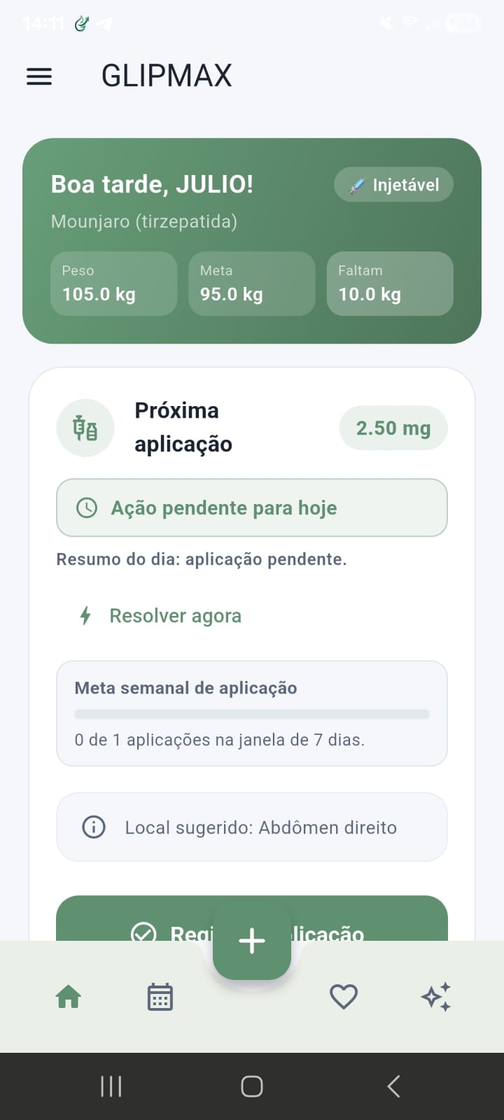 Tela 1 do app GLIPMAX